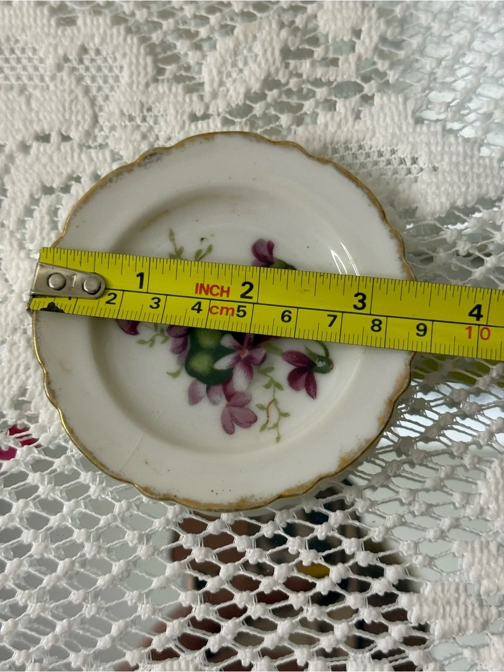 Vintage Miniature Porcelain Floral Plates Butter Pats Lot 2 Hand painted Japan